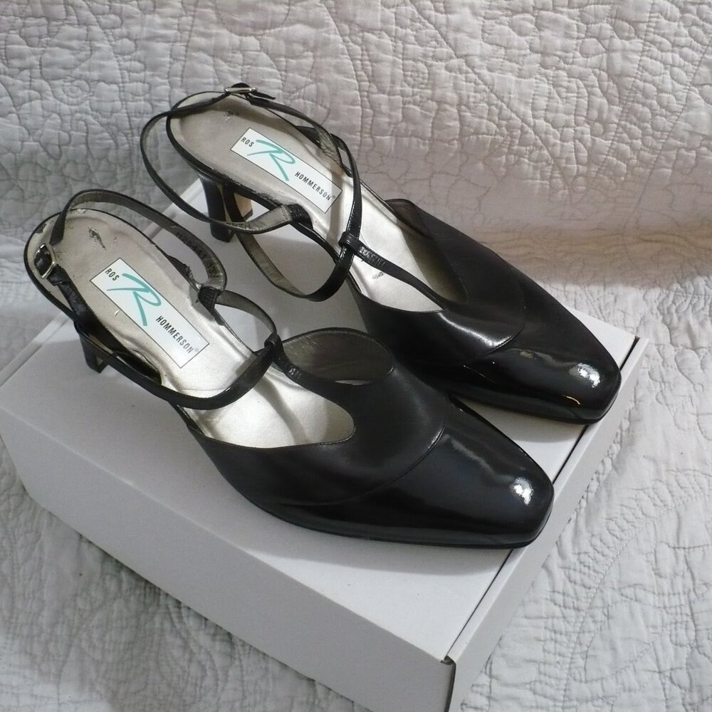 ROS HOMMERSON BLACK 2" HEELS WITH T-STRAP- SIZE 13W